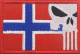 Norsk flagg m/Punisher til høyre